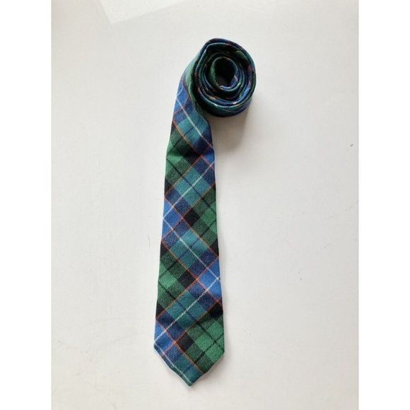 Vintage Other - Vintage 50's LOCHCARRON of Scotland Blue Green Tartan Plaid 100% New Wool Tie